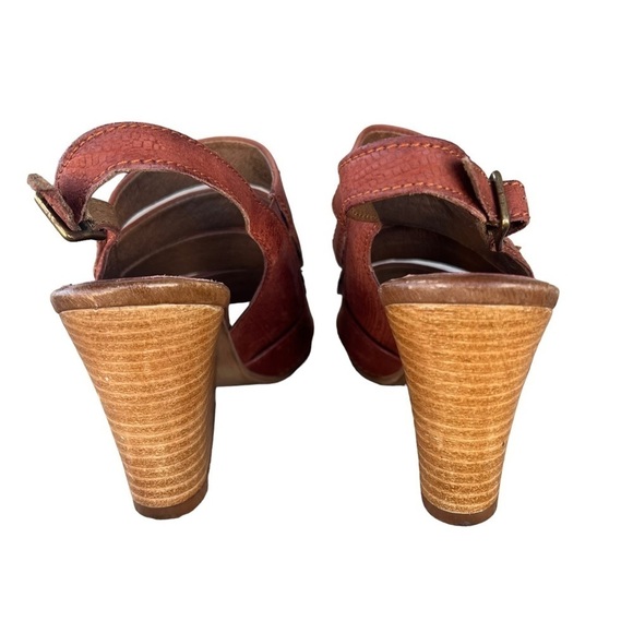 Miz Mooz Kenmare Leather Wedge Slingback Sandal Rust Brown EU 37 US 6.5/7 GUC - Picture 5 of 14